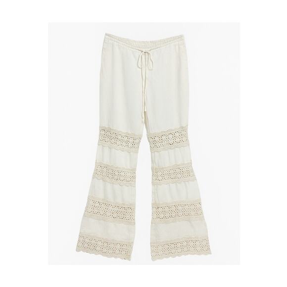Johnny Was White 100% Linen Crochet Wide Legged Pants – XS